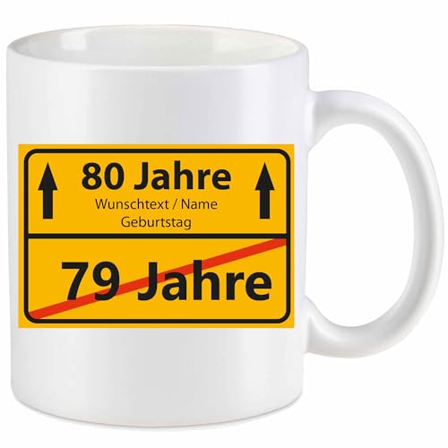 Kiwistar Tasse weiß - Keramik - 330 ml - 79 Jahre - 80 Jahre - individuell personalisiert mit Wunschtext bedruckt - Ortsschild - mit Jahr & Geburtstag - Texttasse selbst gestalten - Geschenk Kiwistar Tasse weiß - Keramik - 330 ml - 79 Jahre - 80 Jahre - individuell personalisiert mit Wunschtext bedruckt - Ortsschild - mit Jahr & Geburtstag - Texttasse selbst gestalten - Geschenk von Kiwistar