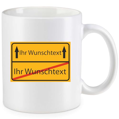 Kiwistar Tasse weiß - Keramik - 330 ml - individuell personalisiert mit Wunschtext bedruckt - Ortsschild - Texttasse selbst gestalten - Tassen selber personalisieren - Geschenk - Motivtasse von Kiwistar