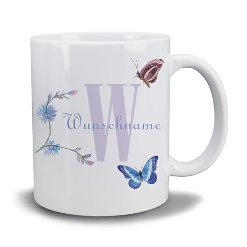 Kiwistar Tasse weiß - Schmetterling - individuell personalisiert mit Wunschtext bedruckt - Texttasse selbst gestalten - Tassen selber personalisieren - Spruch - Geschenk - Motivtasse von Kiwistar