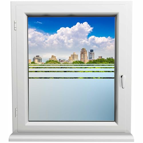 Kiwistar UG Sichtschutzfolie - 100 cm lang - gestreift nach Oben auslaufend Fensterfolie Sichtschutz Milchglas selbstklebend für Bad Dusche Badfenster Blickdicht Büro Terasse Klebefolie von Kiwistar