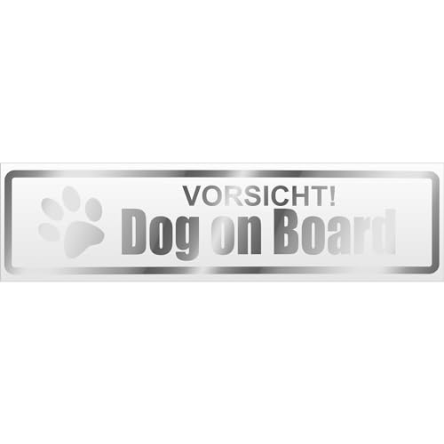 Kiwistar Vorsicht! Dog on Board Magnetschild Schild magnetisch - 30cm Chrom - Magnetfolie für Auto PKW Kfz von Kiwistar