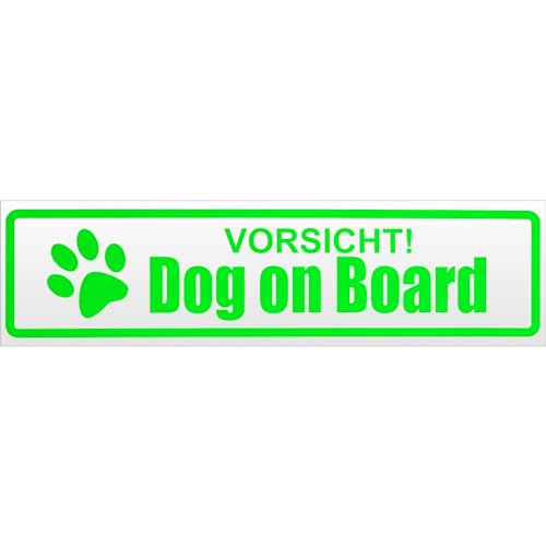 Kiwistar Vorsicht! Dog on Board Magnetschild Schild magnetisch - 30cm Neongrün - Magnetfolie für Auto PKW Kfz von Kiwistar