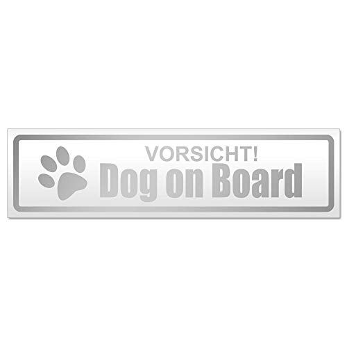 Kiwistar Vorsicht! Dog on Board Magnetschild Schild magnetisch - 30cm Silber - Magnetfolie für Auto PKW Kfz von Kiwistar