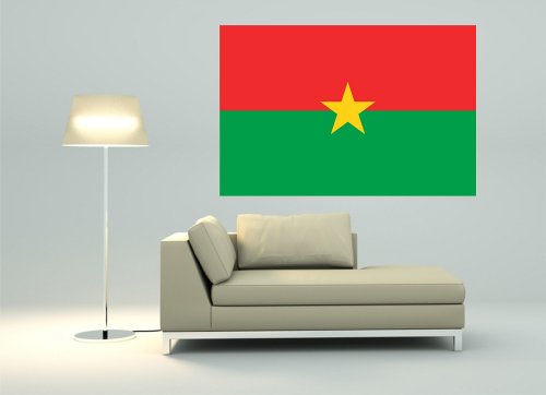 Kiwistar WANDTATTOO Sticker Fahne Flagge Aufkleber Burkina Faso 80 x 53cm - Dekoration für Kinderzimmer Schlafzimmer Wohnzimmer Küche Badezimmer von Kiwistar
