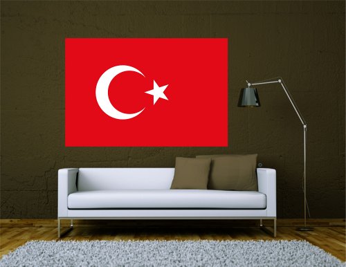 Kiwistar WANDTATTOO Sticker Fahne Flagge Aufkleber Türkei 80 x 53cm - Dekoration für Kinderzimmer Schlafzimmer Wohnzimmer Küche Badezimmer von Kiwistar