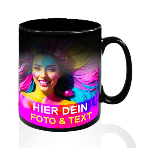 Kiwistar - Zaubertasse schwarz - innen schwarz - mit Foto und Text - individuell personalisiert mit Foto und Wunschtext - Farbwechseltasse - 325ml - Geschenk für Mann und Frau selbst gestalten Kiwistar - Zaubertasse schwarz - innen schwarz - mit Foto und Text - individuell personalisiert mit Foto und Wunschtext - Farbwechseltasse - 325ml - Geschenk für Mann und Frau selbst gestalten von Kiwistar