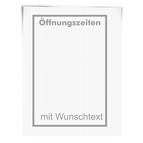 Öffnungszeiten Aufkleber - grau - mit Rahmen freier Text - Schaufensterbeschriftung für Werbung Laden Geschäft - Bistro Scheibe von Kiwistar