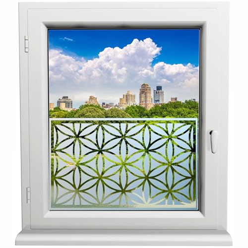 Kiwistar UG Glasdekorfolie - 60 cm lang - Ornament des Lebens Fensterfolie Sichtschutzfolie Milchglas selbstklebend für Bad Dusche Badfenster Blickdicht Büro Terasse Klebefolie Kiwistar UG Glasdekorfolie - 60 cm lang - Ornament des Lebens Fensterfolie Sichtschutzfolie Milchglas selbstklebend für Bad Dusche Badfenster Blickdicht Büro Terasse Klebefolie von Kiwistar