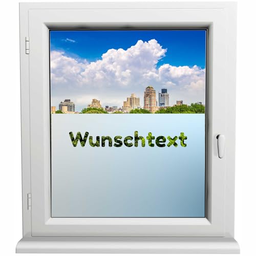 Sichtschutzfolie Wunschtext Fensterfolie Sichtschutz Milchglas selbstklebend für Bad Dusche Badfenster Blickdicht Büro Terasse Klebefolie von Kiwistar