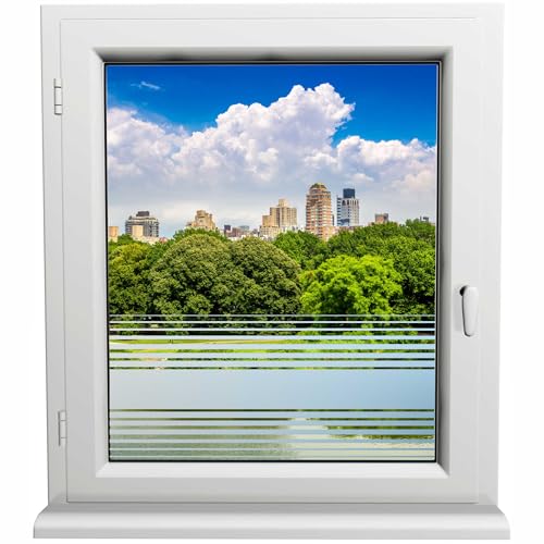 Kiwistar UG Glasdekorfolie - 80 cm lang - gestreift nach Oben und unten auslaufend Fensterfolie Sichtschutzfolie Milchglas selbstklebend für Bad Dusche Badfenster Blickdicht Büro Terasse Klebefolie Kiwistar UG Glasdekorfolie - 80 cm lang - gestreift nach Oben und unten auslaufend Fensterfolie Sichtschutzfolie Milchglas selbstklebend für Bad Dusche Badfenster Blickdicht Büro Terasse Klebefolie von Kiwistar