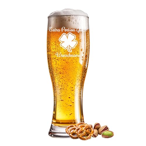 Weizenglas graviert Kleeblatt 0,5l mit Wunschtext Name Jahr oder Spruch - Individuelles Bierglas für besondere Anlässe wie Geburtstag, Jubiläum, Vatertag oder Feier - Gravur frei wählbar Weizenglas graviert Kleeblatt 0,5l mit Wunschtext Name Jahr oder Spruch - Individuelles Bierglas für besondere Anlässe wie Geburtstag, Jubiläum, Vatertag oder Feier - Gravur frei wählbar von Kiwistar