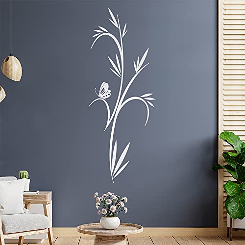 kleiner Schmetterling - Pflanze - Bambus Wandtattoo in 6 Größen - Wandaufkleber Wall Sticker - Dekoration, Küche, Wohnzimmer, Schlafzimmer, Badezimmer von Kiwistar