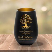 Gedenklicht - Teelichthalter Mit Name Personalisierte Gravur Trauergeschenk Baum Des Lebens Erinnerung Grablicht 25 von Kiwistar2022