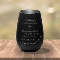 Gedenklicht - Teelichthalter Mit Name & Datum Gravur Individuell Personalisiert Kreuz Du Bist Nicht M.. Grablicht Trauergeschenk 26 von Kiwistar2022