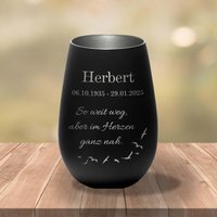 Gedenklicht - Teelichthalter Mit Name & Datum Gravur Individuell Personalisiert So Weit Weg Aber Im Herzen.. Grablicht Trauergeschenk 20 von Kiwistar2022