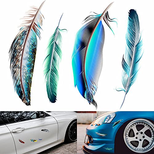 Kiwochy 4PCS Autoaufkleber 3D Cartoon Feder Sticker PVC Aufkleber Car Sticker Auto Dekorative Kratzer Reparatur Dekoration für Auto Motorrad Scooter Helm Fahrrad Laptop von Kiwochy