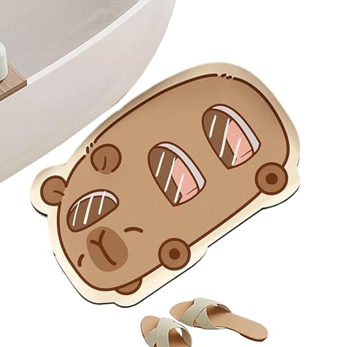 Kixolazr Badmatte rutschfest - rutschfeste Badematte Capybara Motiv | Kieselerde Teppich Schnelltrocknend Weich Duschzubehör Für Badezimmer Dusche WC von Kixolazr