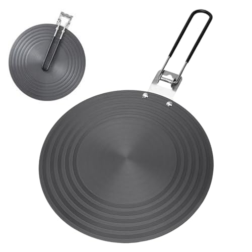 Kixolazr Induktionsadapterplatte | 24 cm Kochfeld Induktionskonverter Scheibe - Wärmeverteilend Mit Klappbarem Griff Für Herdplatte Heizplatte Gusseisen Pfanne Köcheln Keramik Glas Kaffeemaschine | von Kixolazr