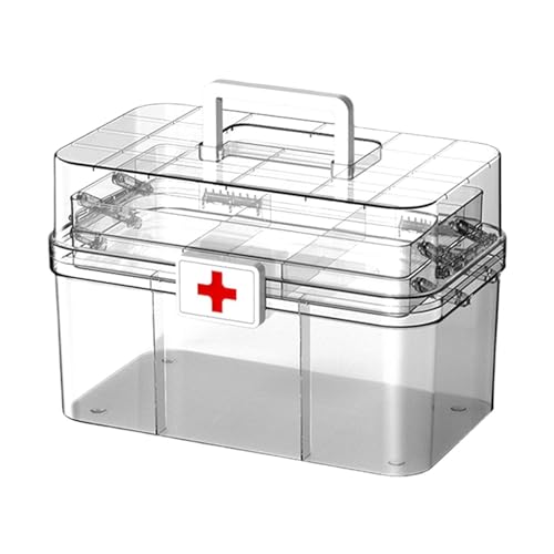 Kixolazr Medizin-Aufbewahrungsorganisator, Erste-Hilfe-Medizin-Aufbewahrungsbox mit Griff, 3-lagiger großer Medizinschrank, Haushalts-Medizin-Aufbewahrungsbox, Medizintruhe, Aufbewahrungsbehälter von Kixolazr