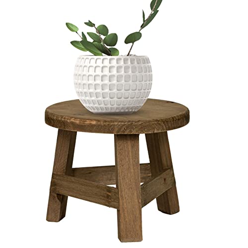 Kixolazr Mini-Holzhocker, Präsentationsständer, Holzhocker, Pflanzenständer, Blumentopfhalter, Ständer, Vintage-Holzmaserung, Garten-Blumentopf-Erhöhung, Pflanzgefäß, Bonsai-Halter für den Hausgarten von Kixolazr