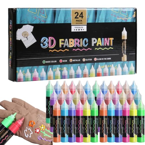 Kixolazr Stofffarbe - Wasserfeste Bastelfarbe | 24 Farben Wasserdichtes Bastelset 30 Ml Für Textil Glas Leinwand Deko Kinder Kixolazr Stofffarbe - Wasserfeste Bastelfarbe | 24 Farben Wasserdichtes Bastelset 30 Ml Für Textil Glas Leinwand Deko Kinder von Kixolazr