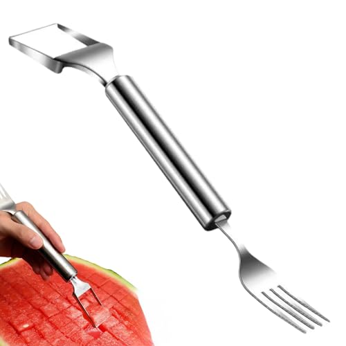 Kixolazr Wassermelonenschneider | Wassermelonen Schneidegabel,2 in 1 Edelstahl Küchenhelfer Für Haushalt Salat Picknick Camping von Kixolazr