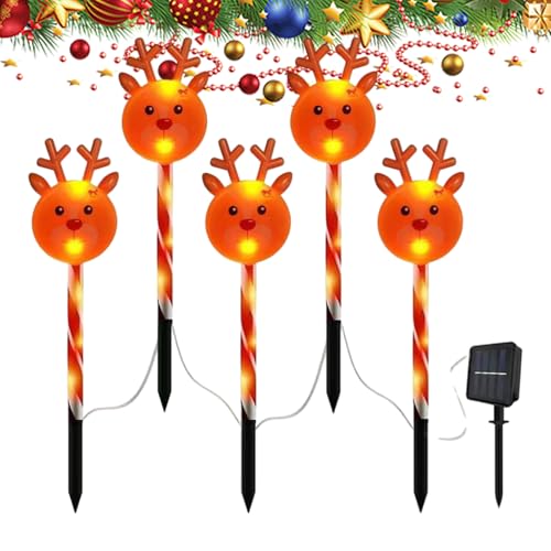 Kixolazr Weihnachtspfadmarkierungen | Weihnachtslaterne Markierungen | Solarbetriebene wasserdichte -Form für drinnen und draußen Urlaub Zuhause Party Garten Rasen Terrasse von Kixolazr