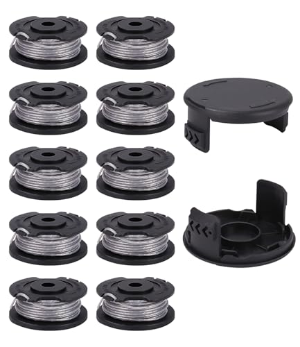 10 Stück Bosch Rasentrimmer Spule, Ø1,6 mm-m Länge Ersatzspule Kompatibel mit Bosch Geeignet für Akku Rasentrimmer EasyGrassCut + 2 Stück alternativer Deckel,F016800569/F016800385 Fadenspule von Kixolo