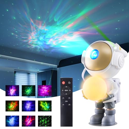 Kizaten Astronaut Projektor, LED Sternenhimmel Projektor, Galaxy Projector with Nachtlicht Kinder, Smart Star Projector Weiß, Romantische Atmosphäre Lampe von Kizaten