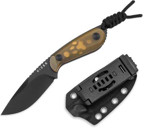 Kizer BUDDY Feste Klinge EDC Messer, 3" Nitro-V Stahl Camping Messer mit Gelben PEI Griff, Komfortable Alltag Tragen Jagdmesser mit Kydexscheide für Outdoor-Wandern Aktivitäten 1081A1 Kizer BUDDY Feste Klinge EDC Messer, 3" Nitro-V Stahl Camping Messer mit Gelben PEI Griff, Komfortable Alltag Tragen Jagdmesser mit Kydexscheide für Outdoor-Wandern Aktivitäten 1081A1 von Kizer