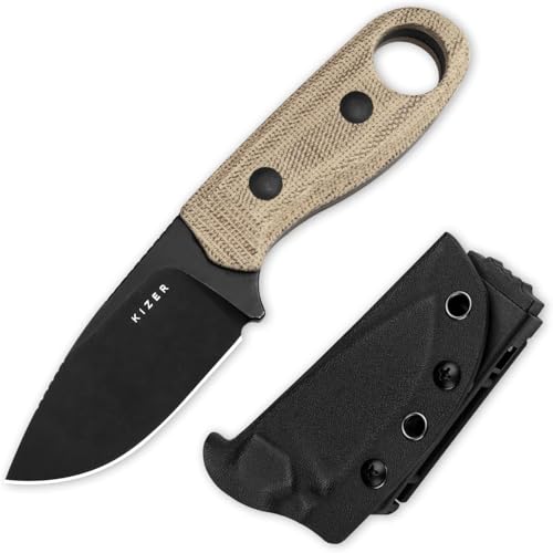 Kizer Beaver Outdoor Messer mit Scheide, 2,75" D2 Stahlklinge EDC Feststehende Klinge mit Braunem Micarta und Schwarzem G10 Griff, Bushcraft Survival Jagd Camping Messer für Männer Frauen, 1078M2 Kizer Beaver Outdoor Messer mit Scheide, 2,75" D2 Stahlklinge EDC Feststehende Klinge mit Braunem Micarta und Schwarzem G10 Griff, Bushcraft Survival Jagd Camping Messer für Männer Frauen, 1078M2 von Kizer