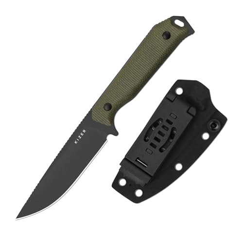 Kizer Begleiter Fix Outdoor Messer, 3,78" D2-Stahl Drop Point Klinge Jagdmesser mit Micarta Griff, Campingmesser mit Feststehender Klinge für Wanderungen Überleben, 1045MD3 von Kizer