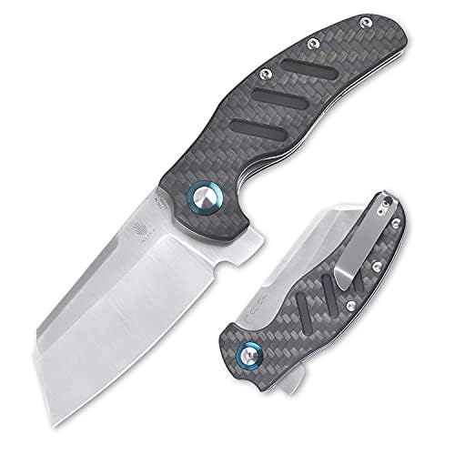 Kizer C01c (XL) Sheepdog Pocket Klappmesser, 154CM Sheepsfoot Klinge Klappmesser mit G10 Carbon Fiber Griff, Camping Messer mit Clip für Männer Frauen, EDC Jagdmesser, V5488C3 von Kizer