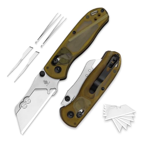 Kizer Drop Bear (Doppelschraubenversion) Klappmesser, Klappmesser mit Kupplungssperre EDC-Taschenmesser mit 10 Rasierklingen, Taschenmesser mit Taschenclip für Männer und Frauen V3619JA4 von Kizer