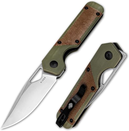 Kizer Mini Militaw Klappmesser, 7,16cm D2 Klinge Taschenmesser, Braun-Grüner G10-Griff, Kleines EDC-Messer mit Taschenclip, Camping-Jagdmesser für Männer und Frauen, Geschenk V3634SM2 Kizer Mini Militaw Klappmesser, 7,16cm D2 Klinge Taschenmesser, Braun-Grüner G10-Griff, Kleines EDC-Messer mit Taschenclip, Camping-Jagdmesser für Männer und Frauen, Geschenk V3634SM2 von Kizer