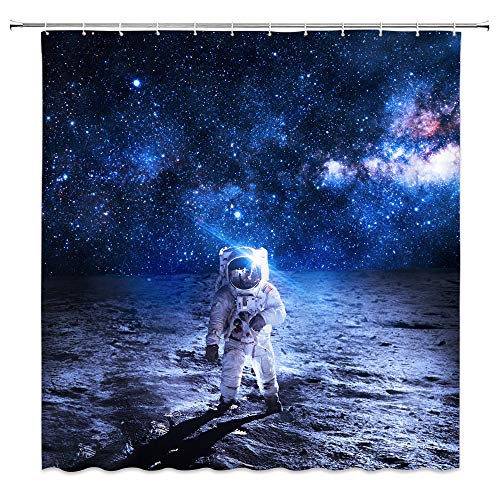 Kjhds Astronaut Duschvorhänge Lustige Tieruniversum Raum Planet Landschaft Badezimmer Dekor Home Stoff Vorhang Set 180x200cm W3849 von Kjhds