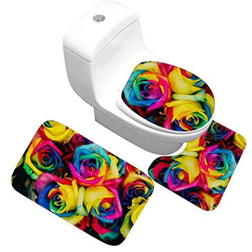 Kjhds Eine Vielzahl von grünen natürlichen Toilette Toilette dreiteiligen Teppich Teppich saugfähige Toilettenmatten. Bunte Rose von Kjhds