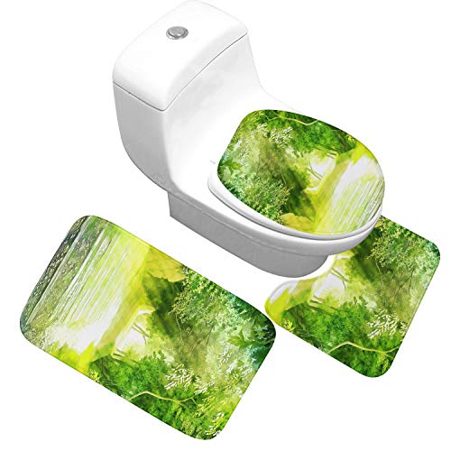 Kjhds Eine Vielzahl von grünen natürlichen Toilette Toilette dreiteiligen Teppich Teppich saugfähige Toilettenmatten. Feengrün von Kjhds