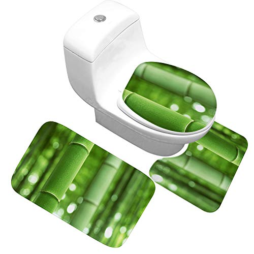 Kjhds Eine Vielzahl von grünen natürlichen Toilette Toilette dreiteiligen Teppich Teppich saugfähige Toilettenmatten. Grüner Bambus von Kjhds