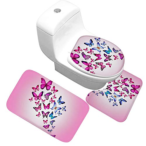 Kjhds Schmetterlingsdruck Badezimmer Dreiteilige Teppichmatte Toilette Toilette Wasserabsorbierende Füße. Groß. Schmetterling 54. von Kjhds