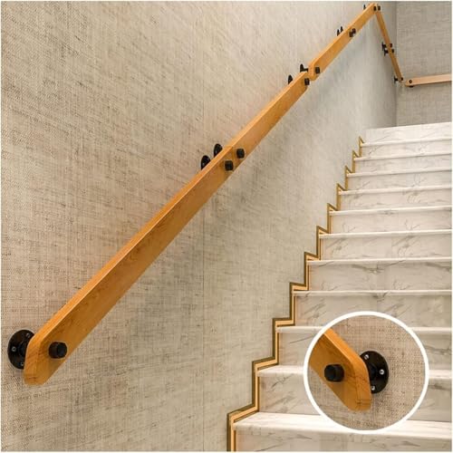 KjoiDWz Handläufe Treppenhandlauf, Rutschfester Holzhandlauf for Innentreppen, Home Villa Loft Älteres Geländer Treppenhandlauf Korridor-Stützstange von KjoiDWz