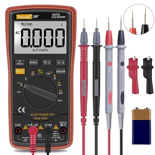 Digital Multimeter mit Automatischer Bereichswahl - hintergrundbeleuchtetem Zähler Multitestgerät Spannungsprüfer Automatisch Umschaltendes Elektronisches Messgerät (18B) von Kjzeex