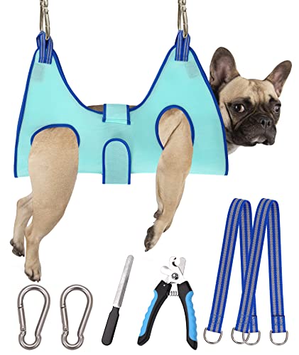 Kkiimatt Hundepflege-Hängematte, 2023 New Edition, mittelgroßer Hundegeschirrhalter zum Nagelschneiden, Schneide-Hängematte, Hundepflege-Schlinge, Fesseltasche mit breitem Gurt von Kkiimatt