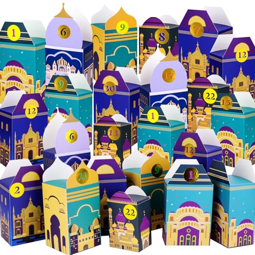 30 Stück Ramadan Kalender Kinder, Ramadan Kalender Zum Befüllen, Ramadankalender zum Basteln und Dekoration, Geschenktüten Ramazan Boxen - Eid Mubarak Deko von Kkluno