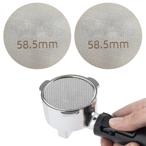 2 Stück Puck Screen 58.5 mm, Espresso-Siebträger, Puck Sieb Mellbree, 1.7mm Dicke 150μm für Siebträger, Espresso zubehör Metall Kaffeefilter Wiederverwendbare Espressofilter von KkvoGmle