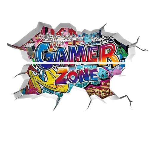 3D Wandtattoo Gamer, Game Wandaufkleber Kinderzimmer Jungen, Graffiti Gamer Poster, Gaming Wandbild für Schlafzimmer Spielzimmer Wanddeko, Videospiel Wandstikcer Jugendzimmer Deko Geschenk(90x57cm) von KkvoGmle
