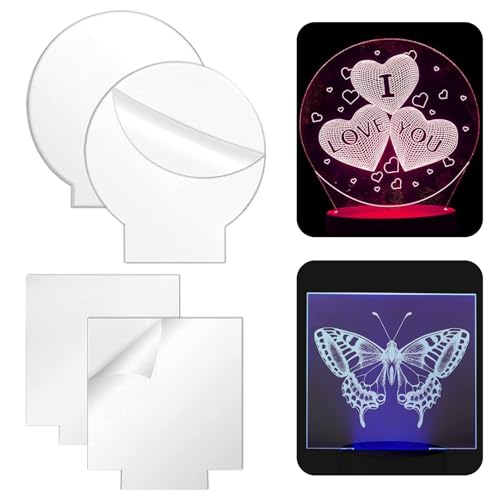 4 Stück Acrylplatte transparente, Klare Acrylplatte Runde Quadrate, 2mm Helle Leere Nachricht Board, DIY Anzeige LED Kleine Nachtlampe Board DIY, Acrylglasplatte für DIY Display Projekte 4 Stück Acrylplatte transparente, Klare Acrylplatte Runde Quadrate, 2mm Helle Leere Nachricht Board, DIY Anzeige LED Kleine Nachtlampe Board DIY, Acrylglasplatte für DIY Display Projekte von KkvoGmle