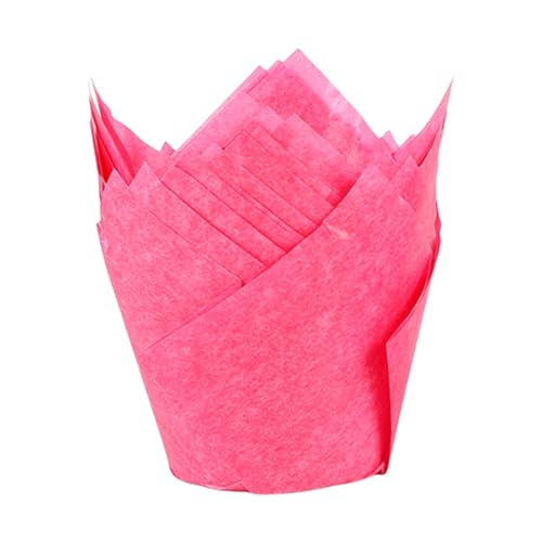 50 Stück Tulpen Cupcake Förmchen Muffins Förmchen Öldicht Cupcake Liner für Ofen und Mikrowelle Tulpen Muffinförmchen von Klaisy