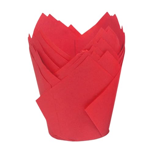 50 Stück Tulpen Cupcake Förmchen Muffins Förmchen Öldicht Cupcake Liner für Ofen und Mikrowelle Tulpen Muffinförmchen von Klaisy