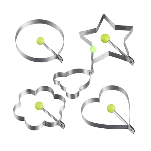 5pcs Edelstahl Kochformen Für Eier Und Pfannkuchen In Vielfältiger Form Wie Herz Und Sternchen Küchenutensilien Set von Klaisy